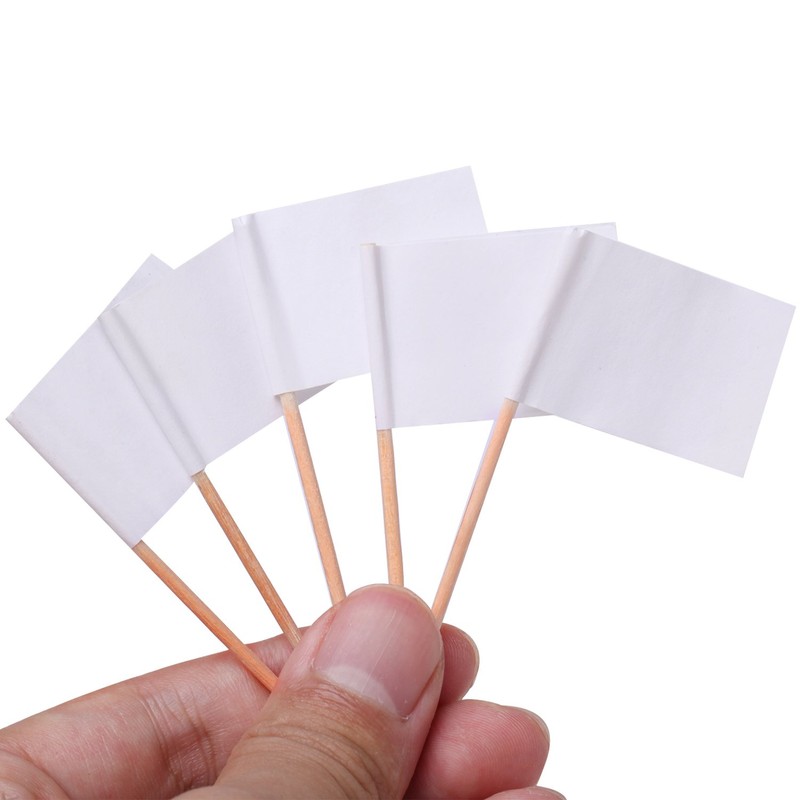 Senkary 100 Pack Blank Toothpick Flags Cheese Markers Small White