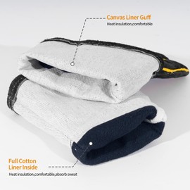 TXWLLIU Welding Gloves Unisex Made of Heat and Fireproof Leather for Stick Mig Flux Core Welder Forge Blacksmith Fireplace Wood Stove Fire Pit Grill Oven Black