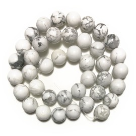 [Natural stone power stone beads] Howlite (picking) Round Ball Beads 10mma Grade (1 Row Approximately/40 cm)
