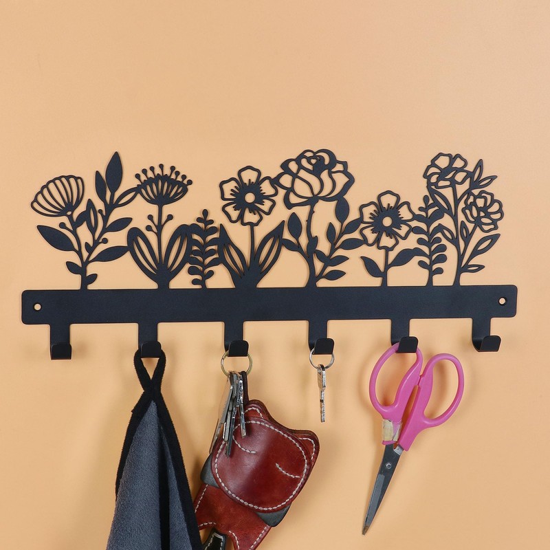 2 PCS Wall Mounted Metal Towel Rack with 6 Hooks
