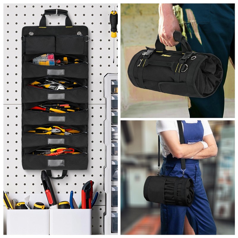 Tool Bag,Large Roll Up Tool Bag Organizer,13 Pockets Tool Roll