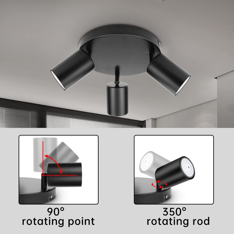 Dehobo Ceiling Spotlight Indoor in Matt Black - 3 Adjustable