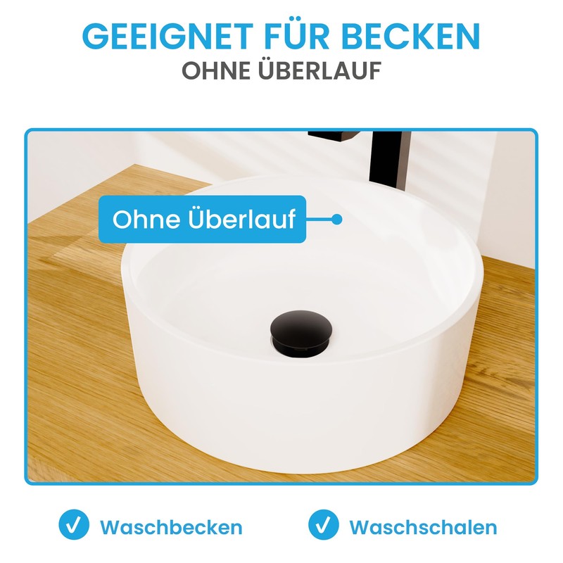 Bächlein Extra Long Universal Drain Fitting without Overflow (Matt Black)