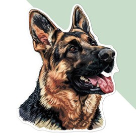 Large 210mm 'German Shepherd Side Profile' Permanent Sticker Decal for Cars/Windows/Bins/Walls etc (DW00114282)
