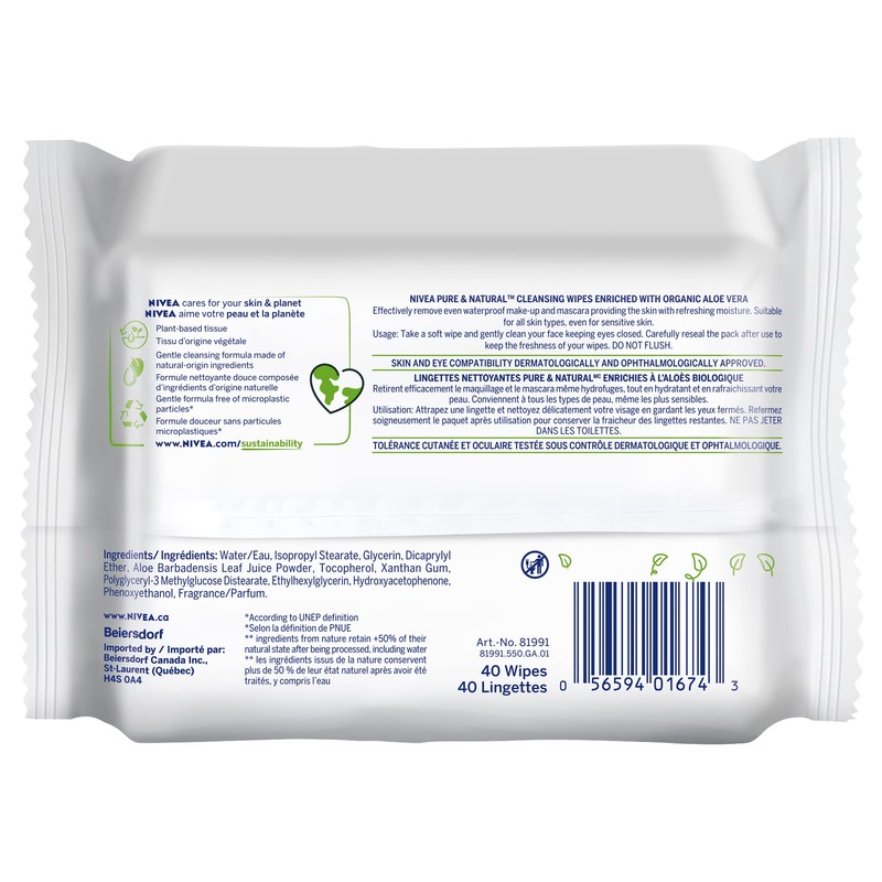 NIVEA Biodegradable Pure & Natural Face Cleansing & Makeup Removing