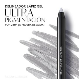 ésika - Delineador de Ojos Lápiz Gel Color Plata Brillante 1.2 ml, Ultra Pigmentación por 28h, a Prueba de Agua, Textura Ultra Cremosa, Acabado con Efecto Gel, Alta Fijación, con Aceite de Argán