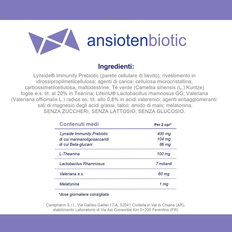Carepharm, Ansioten Biotic, Integratore Alimentare con Probiotici e Prebiotici, Ideale