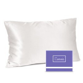 Zenssia Silk Pillowcase 50 x 70 cm, 100% Mulberry Silk for Hair and Skin with Hidden Zip, Super Soft, Breathable, 1 Piece, White