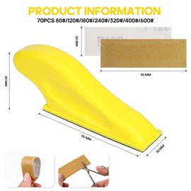 90x30mm Handy Sandpaper Set with Handle Sanding Tools (80/120/180/240/320/400/600 Grit), 70Pcs Micro Detail Sander Kit for Modelling, DIY Crafts, Detail Sanding and Sand Small Cracks