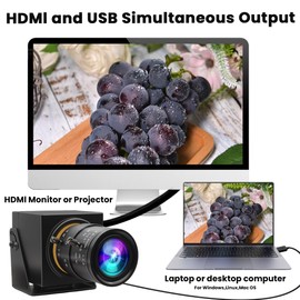 ELP 4K 30FPS USB HDMI USB Camera Manual Zoom Webcam Variable Focus PC Camera Mini Close-up Camera for Computer H.265 Telescope USB Security Camera 8mp IMX415 Industrial CCTV Camera (2.8-12mm 4x Zoom)