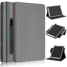 TOPCASE Case 10.1 Inch Universal Compatible with Tablet 9.7 10 10.1 10.2 10.3 10.4 10.5 10.6 10.9 11 Inch, Protective Case with Pen Holder and Stand Function, Grey