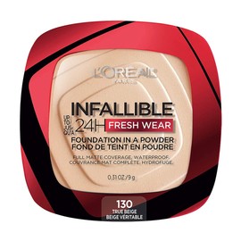 L´Oréal Paris base de maquillaje en polvo de larga duración Infallible 24h Freshwear, Tono 130 True Beige, 9gr