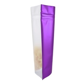 100 unidades de ventana transparente esmerilada, lámina metálica de colores, bolsas con cremallera resellables (lila, de pie, 213 ml)