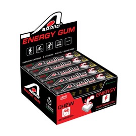 Liquid Core Apollo Energy Gum 80mg Natural Caffeine per Piece - Sugar-Free, Aspartame-Free, Xylitol Gum - 5 Pieces Per Pack (15 Packs)