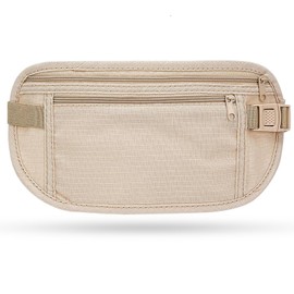 NTEK Travel Money Belt Bag | Secure Money Belt for Travelling | Passport Money Waist Bag | Undercover Hidden Travel Stealth Wallet | Security Pouch Anti-Theft Travel Bag Cash Money Use (Cream)