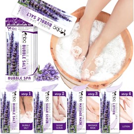 Kit de pedicura de spa, kit de remojo de pies de pedicura, tratamiento de spa en casa, kit de cuidado de pies 4 en 1 con remojo de pies, loción exfoliante de pies para pies secos agrietados