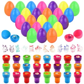 KIKVTER Easter Egg Stamp Set, 24 Pieces Stamp Easter Eggs, Toy for Easter Eggs Hunting Game, Stamp Children, Theme Party, Easter Basket Stuffers Fillers, Easter Gifts, Crafts, Classroom