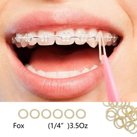 Orthodontic Elastics, 200 PCS Dental Orthodontic Elastic Rubber Bands for Crooked Teeth,tooth Gaps, Hairbands, Braids (Fox 1/4" 3.5 Oz)