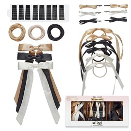 Conair Scunci by Conair 125 Piece Hair Accessories Set - hair accessories for women - hair bow - bows - hair clip - hair elastics - bobby pins - Neutral colors with storage