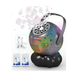 Rechargeable Bubble Machine with Colorful LED Light - Make Large Bubbles - 600mL Automatic Bubble Maker for Kids - Outdoor Party Birthday Easter Toys Gifts for Toddlers Ages 3+ Boys Girls