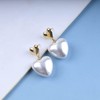 Dervivea Boho white heart Earrings Gold Heart stud Earrings Puffed