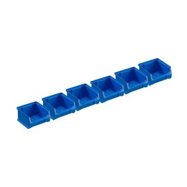 Wall Strip with 6 x Blue Storage Box 1.0 | H x W x D 6.1 x 60.5 x 10 cm | Wall Mount, Small Parts Storage, Assortment Box Holder