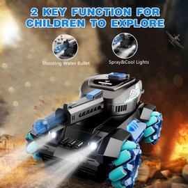 4DRC Y1 RC Tank That Shoots,Gesture Sensing Rc Stunt Car with Light & Music, Remote Control Tank Shooting Water Bullet Ball, Remote Control Car for Boys 6 8-12, Kids Toy gifts Birthday Christmas