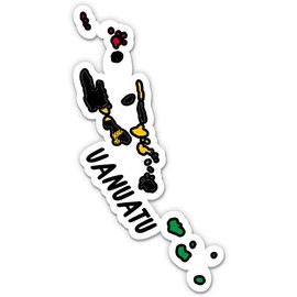 Squiddy Vanuatu Map with Flag - Vinyl Sticker Decal for Phone, Laptop, Water Bottle - 3"
