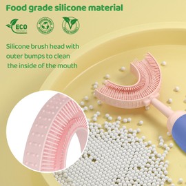 ZMRZ U-Shaped Toothbrush Kids for 2-6 Years, Toddler Training Toothbrush, Food Grade Soft Silicone Brush Head, Manual Whole Mouth Toothbrush for Kids,360° Oral Teeth Cleaning Design
