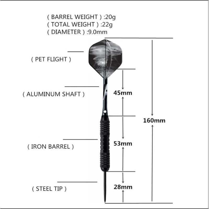 PRK 14 Professional Darts Set - 3 x 22g All