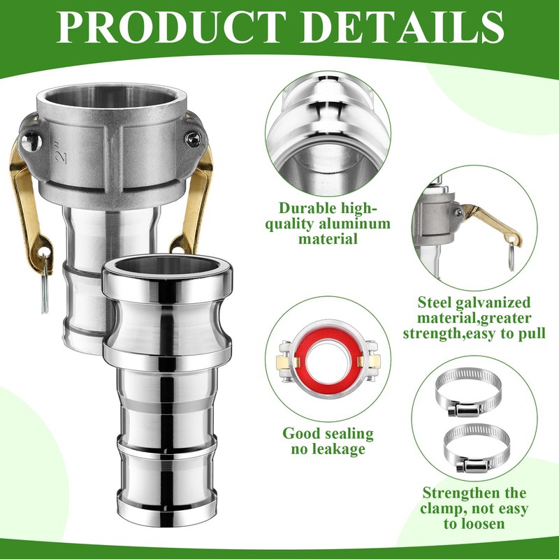 Innconee 4 Sets Camlock Fittings Type C&E 2 Inch Aluminum