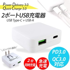 White Nuts JX-AC-161 USB Charger, Fast Charging, 2 Ports, TYPE-C, USB-A, Power Delivery 3.0, Quick Charge 3.0