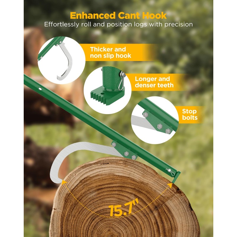 HOTYELL Steel Cant Hook Logging Tool, Log Peavey and Pickaroon,