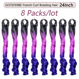 French Curl Braiding Hair for Black Women 24 Inch Lightweight French Curl Crochet Braids Loose Wavy 8 Packs Pre Stretched Synthetic Curly Braiding Hair Extension