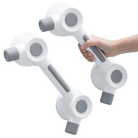 TAILI Grab Bars for Bathtubs and Showers, 2 Pack Super Strong Adhesive Grab Bar for Seniors, Bathroom Safety Grip for Microcrack Tile, Shower Handles Rails for Elderly, Drill-Free Waterproof Grey