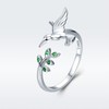 S925 Sterling Silver Hummingbird Open Statement Rings Green Crystal CZ