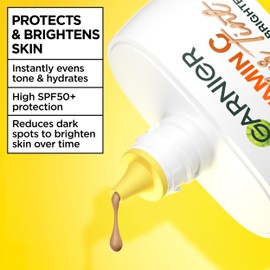 Garnier Vitamin C* Wonder Tint SPF50+, Medium Shade, All-In-1 Tinted Fluid - Even, Protect and Brighten - 5% [GLYCERIN + NIACINAMIDE + VITAMIN C*] - 40ml