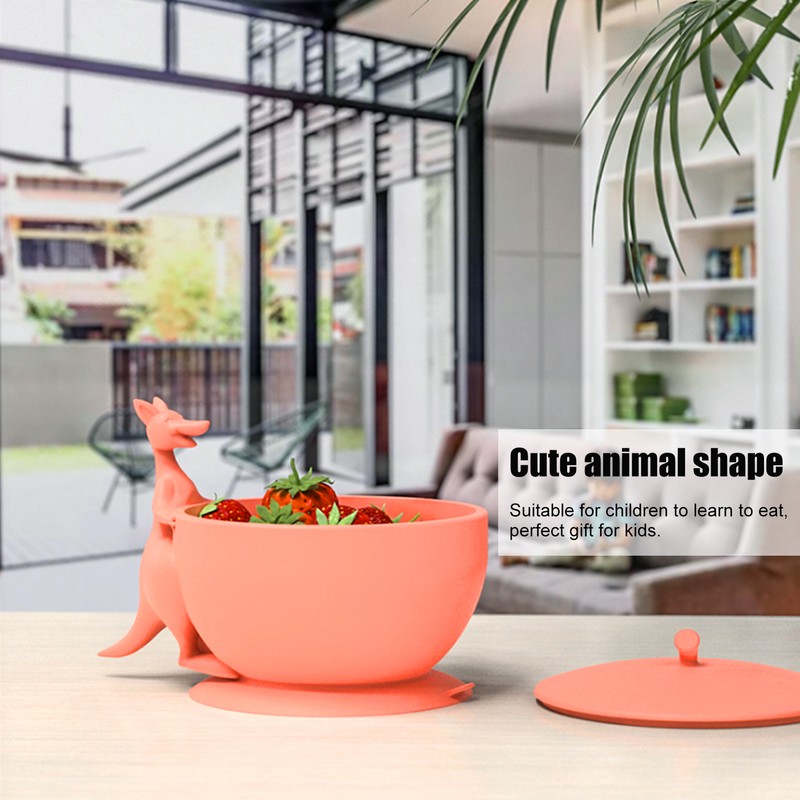 Cute Silicone Baby Feeding Bowl Spoon Set with Suction Base