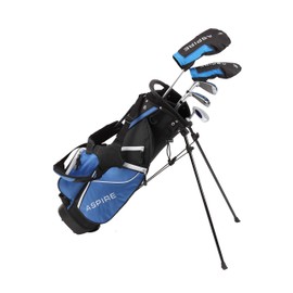 Aspire Junior Plus Kids Golf Clubs for Ages 3-12 (5 Groups) - Boys & Girls Right-Handed Kids Golf Set with Lightweight Stand Bag, Graphite Shafts & Aircraft-Grade Aluminum