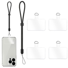 [Turkalla] Smartphone Strap Holder 5 Pieces [Reinforced Version Tag Patch/Metal D-Ring ] Cell Phone Strap, Wrist Strap, Adjustable Length, Cell Phone Strap Holder, Clear, Compatible with All Models,