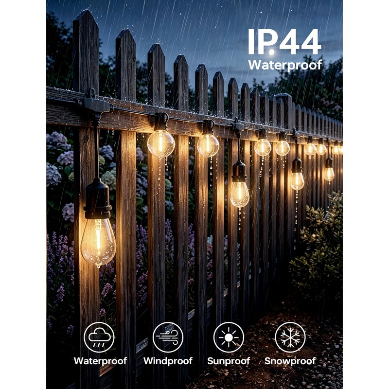 30FT Patio String Lights for Outside, 13+1 LED Waterproof Bulbs