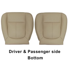 Priprilod Tan Leather Driver & Passenger Side Bottom Perforated Replacement Seat Cover Compatible with Ford F250 F350 F450 F550 Lariat 2011 2012 2013 2014 2015 2016