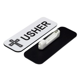 Signs ByLITA Usher 1 x 3" Name Tag/Badge, Cross Design (3 Pack) - White