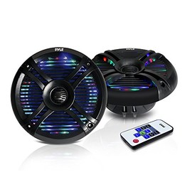 6.5” Dual Waterproof Marine Speakers - 250W Outdoor Car/Boat Radio Stereo Speakers Waterproof/Weather Proof Marine Stereo Speakers System Pair LED Mount Speaker Wire Grill - Pyle PLMRX68LEB (Black)