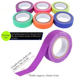 AUNMAS - Cinta Adhesiva de Neón de 6 Colores, Cinta de Luz Negra UV Reactiva Cinta Fluorescente para Decoración Suministros de Fiestas Brillantes