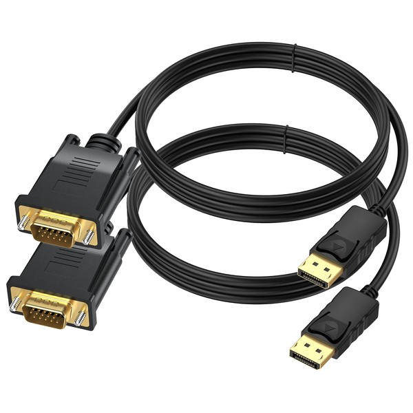 DisplayPort to VGA Cable 6 Ft, 2-Pack Display Port DP