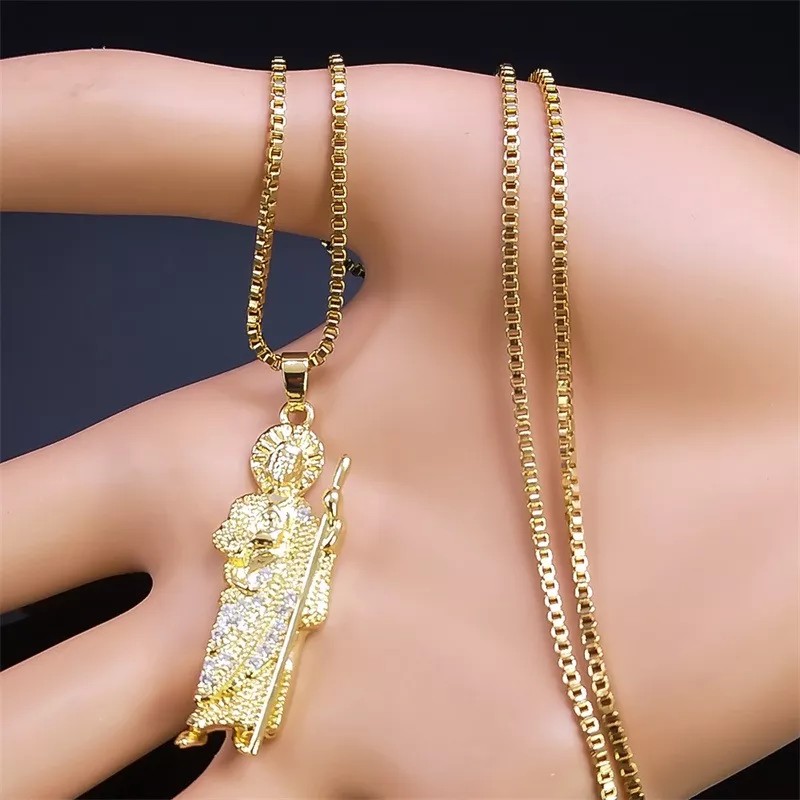TENDER LIHOME Collar Medalla San Judas Tadeo Cadena Dije Acero