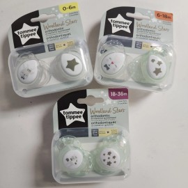 Tommee Tippee Baby Pacifiers 2 Each Of  0-6, 6-18, 18-36 Glow In Dark Boy Girl