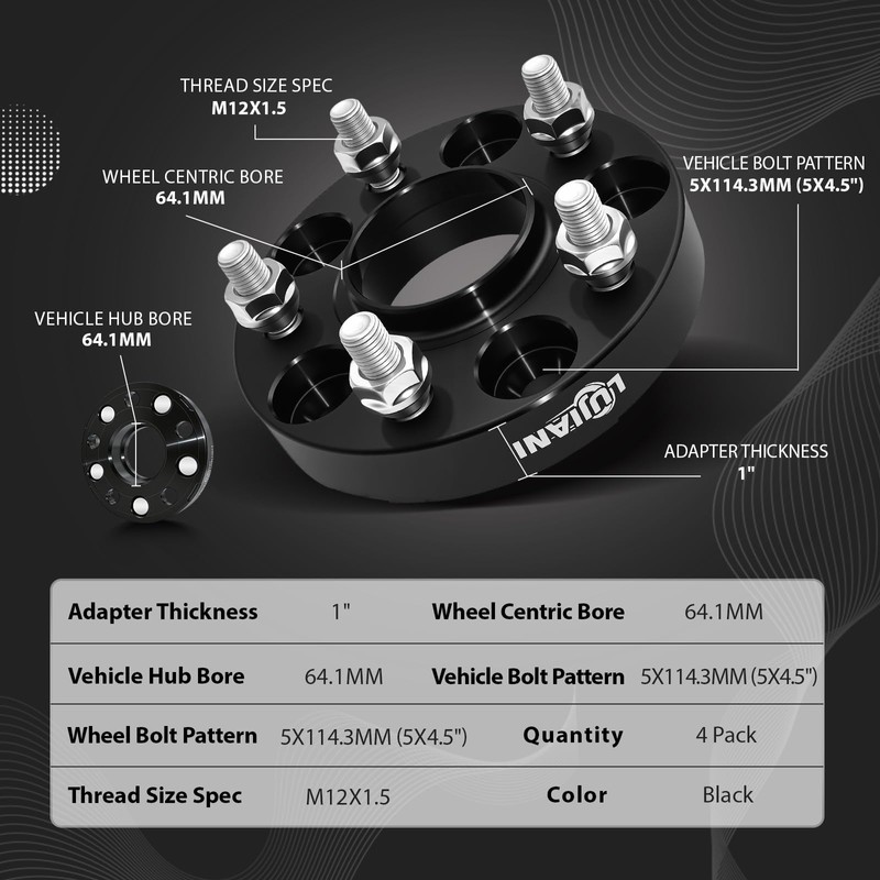 LUJIANI 4 Pack 5x114.3mm Wheel Spacers for Civic CR-V Accord