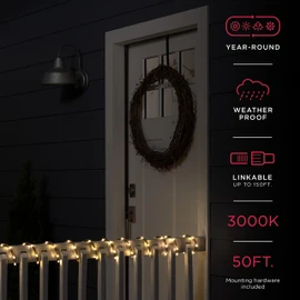 UltraPro LED Rope Lights, 50ft Premium Smoke Black Rope, Warm White Light 3000K, Indoor/Outdoor, Discreet, Elegant, Flexible, Linkable, Durable, Rope Lights Outdoor, 66923
